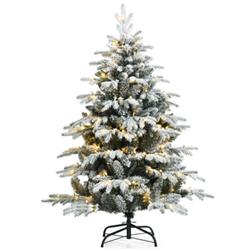 CM23568US 4.5 ft. Pre-Lit Snow Flocked Hinged Artificial Christmas Tree with 120 LED Lights