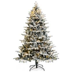 CM23570US 7 ft. Pre-Lit Snow Flocked Hinged Artificial Christmas Tree with 300 LED Lights