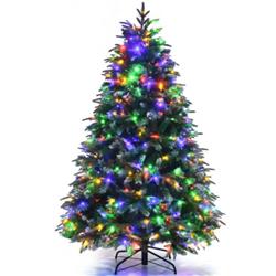 CM23600US 5 ft. Pre-Lit Snowy Christmas Hinged Tree with Flash Modes & Multi Color Lights