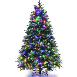 CM23601US 6 ft. Pre-Lit Snowy Christmas Hinged Tree with Flash Modes & Multi Color Lights