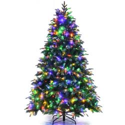CM23602US 7 ft. Pre-Lit Snowy Christmas Hinged Tree with Multi Color Lights