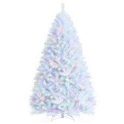 CM23605 7 ft. White Iridescent Tinsel Artificial Christmas Tree with Metal Stand