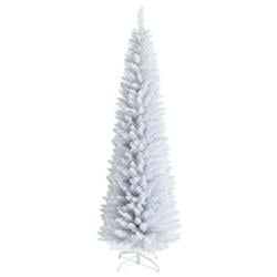 CM23612 7 ft. Unlit Artificial Slim Christmas Pencil Tree with Metal Stand, White -  Costway