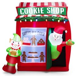 CM23971US 6.3 ft. Inflatable Gingerbread Cookie Shop with Santa Clause