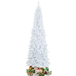 CM23973 7 ft. Pre-Lit Hinged Pencil Christmas Tree White with 300 LED Lights & 8 Flash Modes