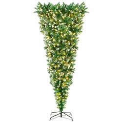 CM23975 7.5 ft. Pre-Lit Snowy Upside Down Christmas Tree 1100 Tips