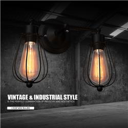 EP23157US Wire Caged Vintage Industrial Retro Edison Wall Lamp - Black