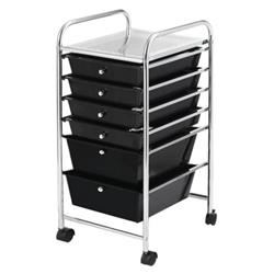 HW53824BK 6 Drawer Rolling Storage Cart Organizer, Black