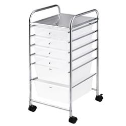 HW53824CL 6 Drawer Rolling Storage Cart Organizer, Clear