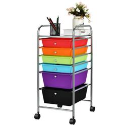 HW53824MT 6 Drawer Rolling Storage Cart Organizer, Multi Color
