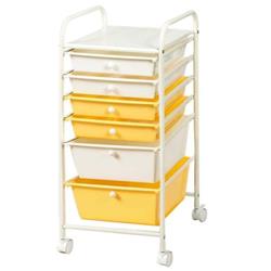 HW53824YE 6 Drawer Rolling Storage Cart Organizer, Yellow