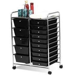 HW53825BK 15 Drawer Utility Rolling Organizer Cart Multi-Use Storage, Black -  Total Tactic