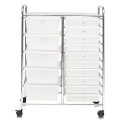 HW53825CL 15 Drawer Rolling Storage Cart Organizer, clear -  Total Tactic