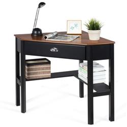 HW53866CF Corner Wooden Piece Laptop Computer Desk, Coffee