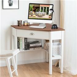 HW53866NA Corner Wooden Piece Laptop Computer Desk, Natural