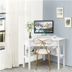 HW53866WH Corner Wooden Piece Laptop Computer Desk, White