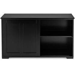 HW53868BK Kitchen Storage Cupboard Cabinet with Sliding Door, Black