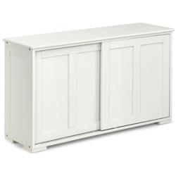 HW53868WH Kitchen Storage Cupboard Cabinet with Sliding Door-Cream White