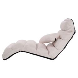 HW53981BE Folding Lazy Sofa Chair Stylish Sofa Couch Beds Lounge Chair with Pillow, White
