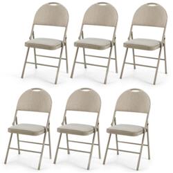 HW54166BE Folding Chair Portable Padded Office Kitchen Dining Chair, Beige - Pack of 6 -  Total Tactic