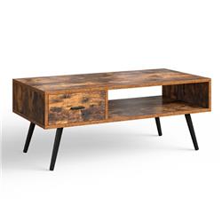 HW64407CF 17.5 x 21.5 x 43 in. Mid Century Modern Living Room Retro Coffee Table, Brown -  Total Tactic