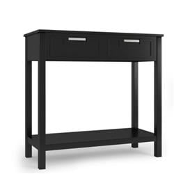 HW65113BK 2 Drawer Accent Console Entryway Storage Shelf, Black