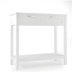 HW65113WH 2 Drawer Accent Console Entryway Storage Shelf, White
