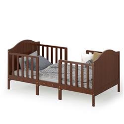 Picture of Total Tactic HW65201BN 2-in-1 Classic Convertible Wooden Toddler Bed with 2 Side Guardrails for Extra Safety, Brown