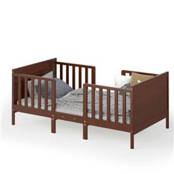 Picture of Total Tactic HW65202BN 2-in-1 Convertible Kids Wooden Bedroom Furniture with Guardrails&#44; Brown