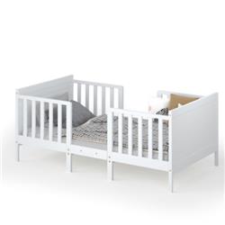Picture of Total Tactic HW65202WH 2-in-1 Convertible Kids Wooden Bedroom Furniture with Guardrails&#44; White