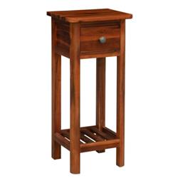 HW65212NA 2-Tier End Bedside Table with Drawer Shelf, Brown
