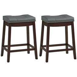 Picture of Total Tactic HW65275CF 24 x 14 x 19 in. Nailhead Saddle Bar Stool, Brown - Set of 2