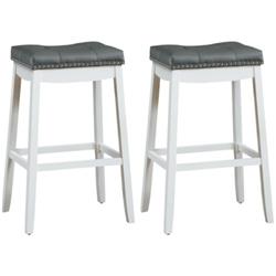 Picture of Total Tactic HW65276WH 29 in. Nailhead Saddle Bar Stool, White - Set of 2