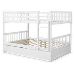 HW65358WHPlus Full Over Full Bunk Bed Platform Wood Bed, White