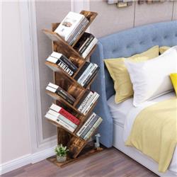 HW65406CF 8-Tier Free Standing Tree Bookshelf, Coffee