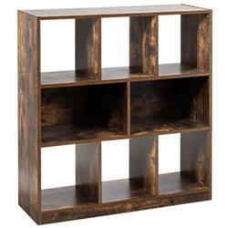 HW65407CF Open Compartments Industrial Freestanding Bookshelf, Brown