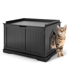 Picture of Total Tactic HW65619BK Cat Litter Box Enclosure with Double Door for Large Cat & Kitty&#44; Black