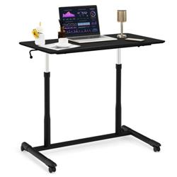 HW65631BK Height Adjustable Computer Desk Sit to Stand Rolling Notebook Table, Black -  Total Tactic