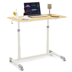 HW65631NA Height Adjustable Computer Desk Sit to Stand Rolling Notebook Table, Natural -  Total Tactic