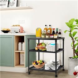 HW65660 27 x 20 x 23.5 in. 3 Tier Printer Stand Rolling Fax Cart with Adjustable Shelf & Swivel Wheel, Black