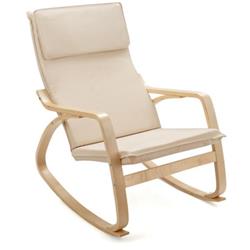 Picture of Total Tactic HW65681BE Modern Bentwood Rocking Chair Fabric Upholstered Relax Rocker Lounge Chair&#44; Beige