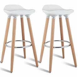 Picture of Total Tactic HW65738WH ABS Bar Stool with Wooden Legs, White - Set of 2