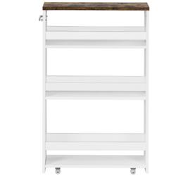 Picture of Total Tactic HW65747WH 4-Tier Rolling Slim Storage Kitchen Organizer Cart with Handle, White