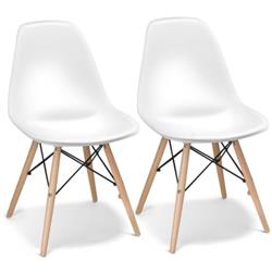 HW65771WH-2 Mid Century Modern DSW Dining Side Chair, White - Set of 2 -  Total Tactic