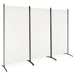 HW65774WH 3-Panel Room Divider Folding Privacy Partition Screen for Office Room, White -  Total Tactic