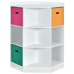 Picture of Total Tactic HW65889WH 3-Tier Kids Storage Shelf Corner Cabinet with 3 Baskets, White