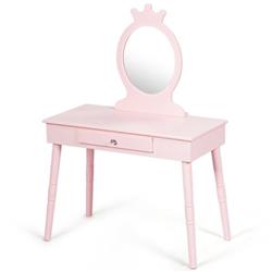 Picture of Total Tactic HW65928PI Kids Vanity Makeup Table & Chair Set Make Up Stool&#44; Pink