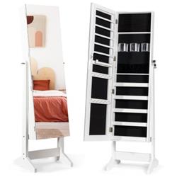Picture of Total Tactic HW65947WH Standing Jewelry Armoire Cabinet with Full Length Mirror&#44; White