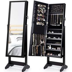 Picture of Total Tactic HW65948BK Jewelry Cabinet Stand Mirror Armoire with Large Storage Box&#44; Black
