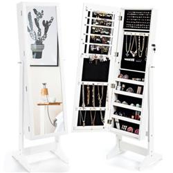 Picture of Total Tactic HW65948WH Jewelry Cabinet Stand Mirror Armoire with Large Storage Box&#44; White